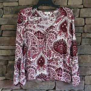 Umgee Long Sleeve Lace Up Blouse.  NWOT